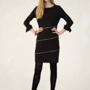 Samuel Dong Black Zipper Dress, Crepe Mini Dress, Size Medium